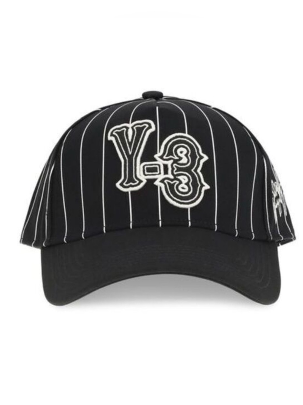 Y-3 logo with embroidered yohji Yamamoto Black Pinstripe  Baseball Cap o/s new